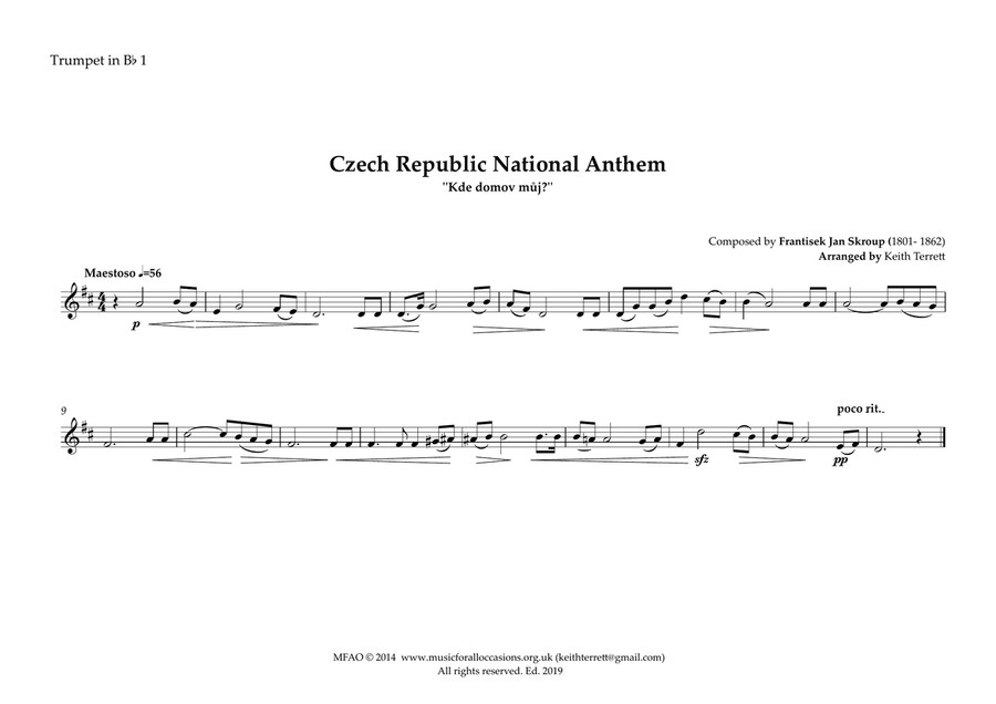 Czech Republic National Anthem for Brass Quintet Brass Quintet scores gallery preview page 5