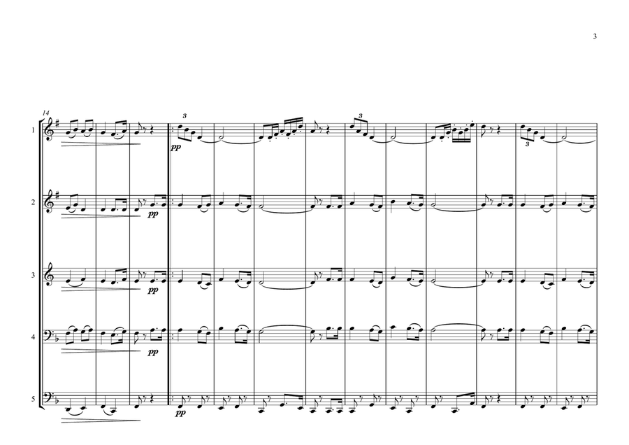 Egyptian National Anthem (Bilady, laki hubbi wa fu'ad) for Brass Quintet Brass Quintet scores gallery preview page 3