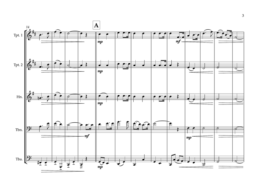 Ethiopian National Anthem (March Forward, Dear Mother Ethiopia) for Brass Quintet Brass Quintet scores gallery preview page 3
