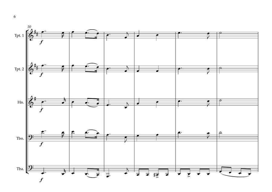 Ethiopian National Anthem (March Forward, Dear Mother Ethiopia) for Brass Quintet Brass Quintet scores gallery preview page 6