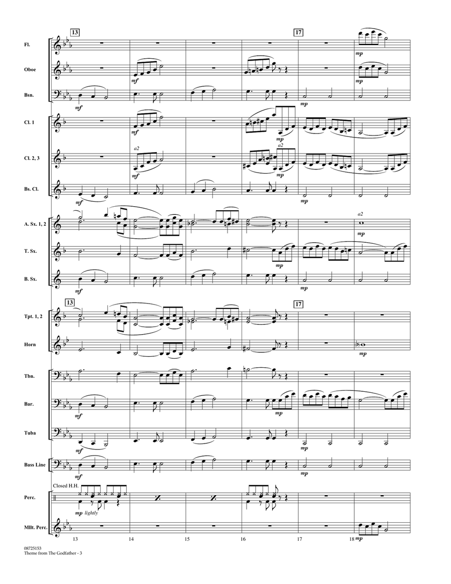 Theme From The Godfather - Full Score Concert Band scores gallery preview page 3