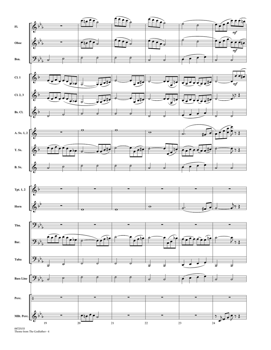 Theme From The Godfather - Full Score Concert Band scores gallery preview page 4
