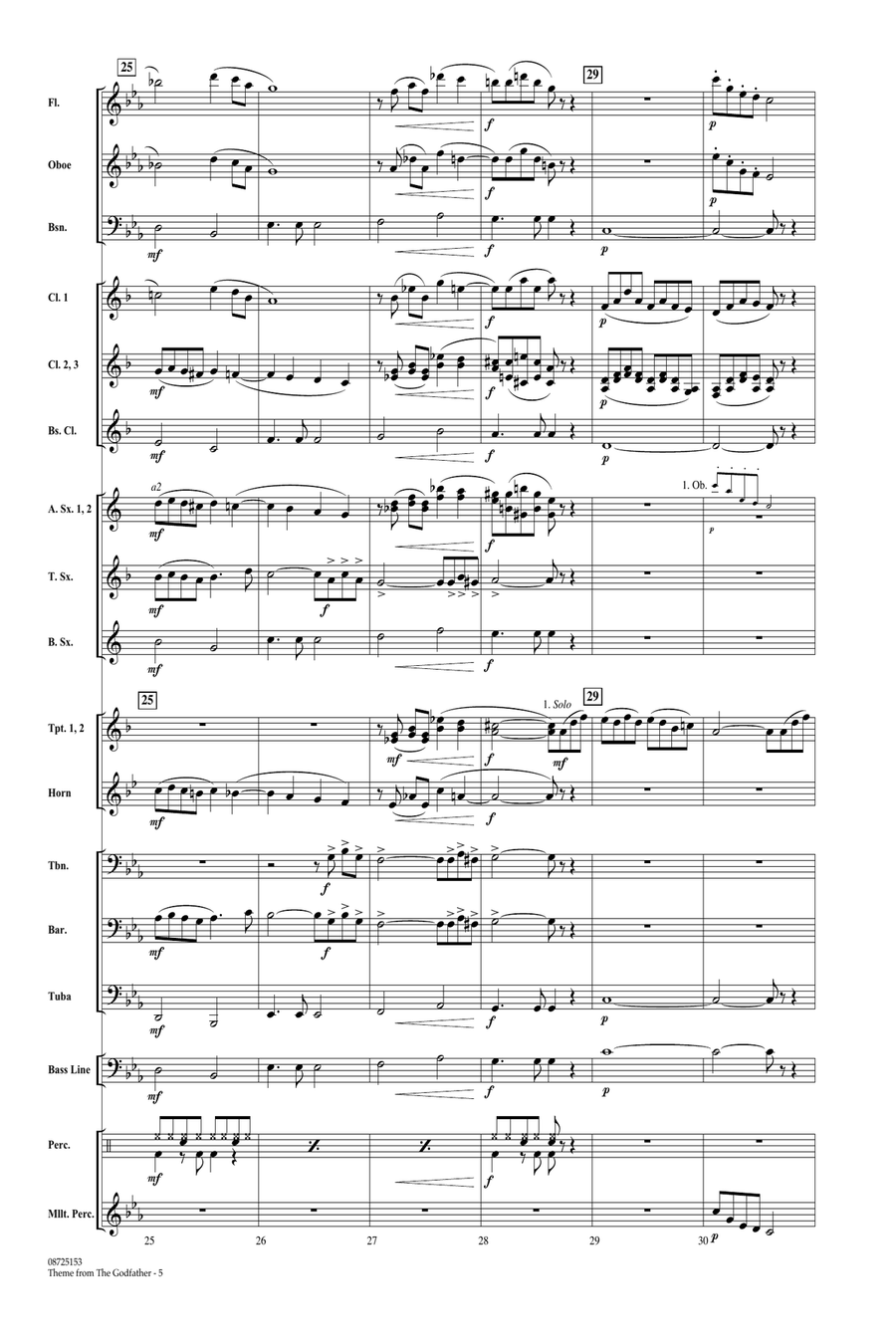 Theme From The Godfather - Full Score Concert Band scores gallery preview page 5