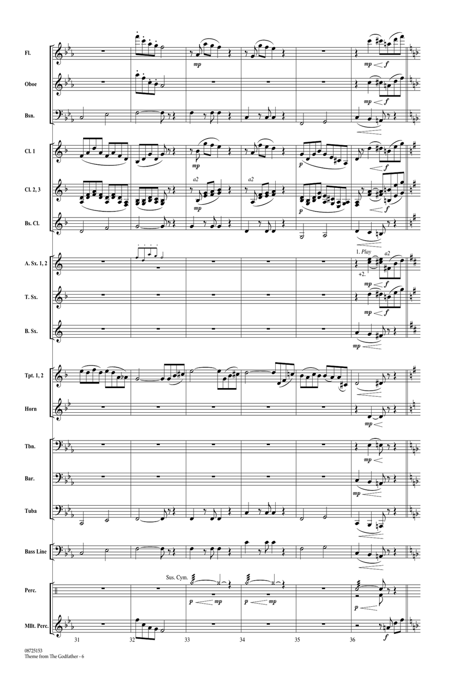Theme From The Godfather - Full Score Concert Band scores gallery preview page 6