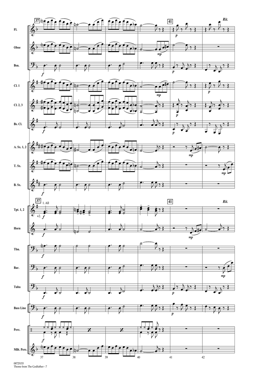 Theme From The Godfather - Full Score Concert Band scores gallery preview page 7