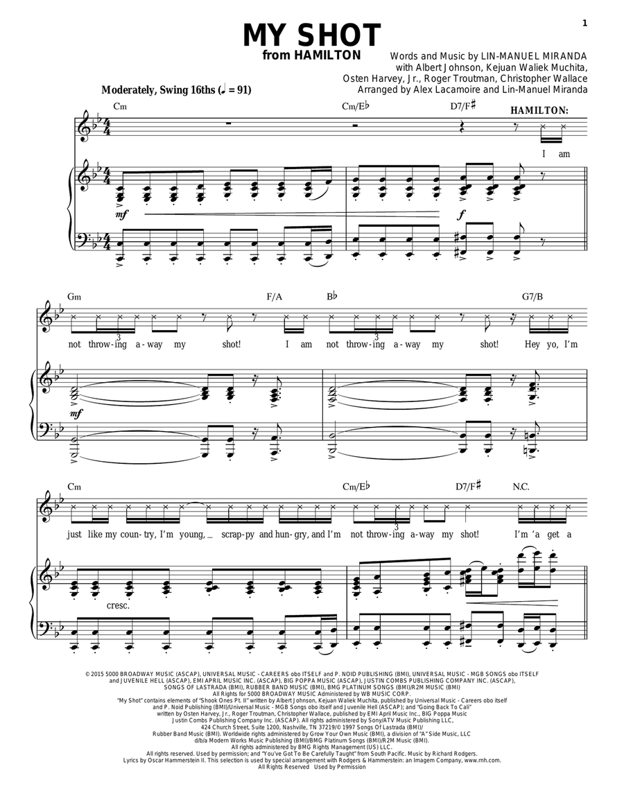My Shot (from Hamilton) My Shot (from Hamilton) Piano, Vocal scores gallery preview page 1