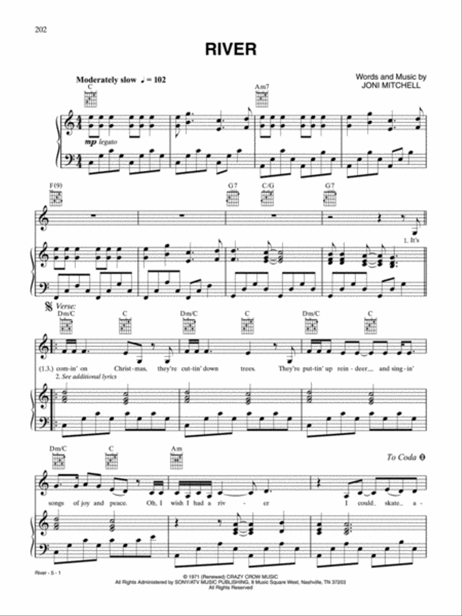 River Piano, Vocal, Guitar scores gallery preview page 1