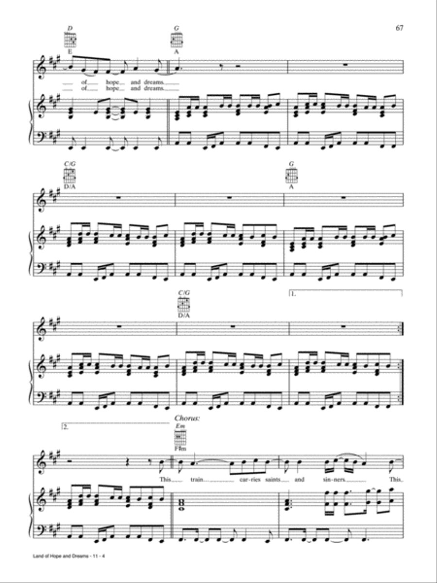 Land of Hope and Dreams Piano, Vocal, Guitar scores gallery preview page 4