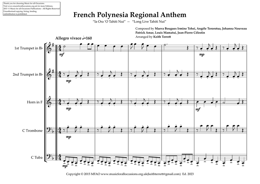 French Polynesia Regional Anthem (