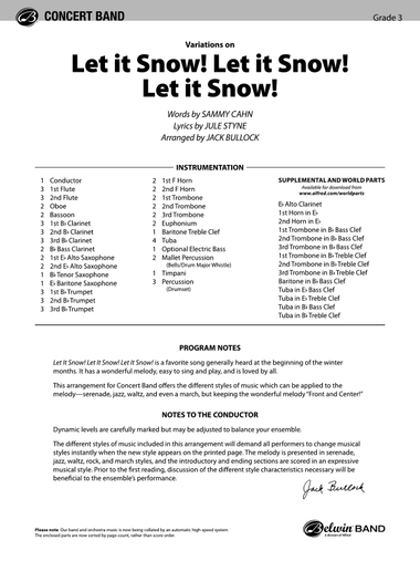 Let It Snow! Let It Snow! Let It Snow!, Variations on: Score