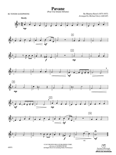 Pavane: B-flat Tenor Saxophone
