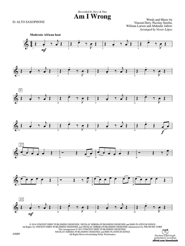 Am I Wrong: E-flat Alto Saxophone