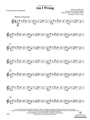Am I Wrong: E-flat Baritone Saxophone