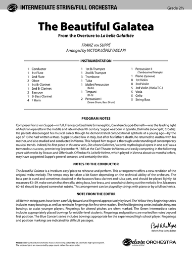 The Beautiful Galatea: Score