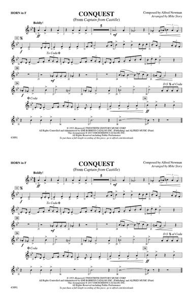 Conquest (from Captain from Castille): 1st F Horn