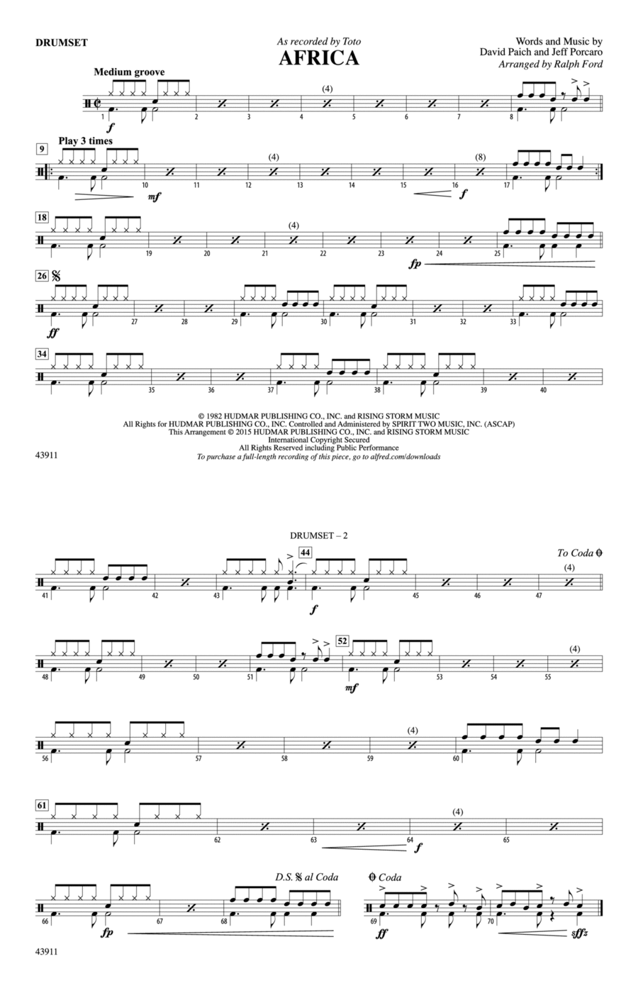 Africa: Drums Marching Band scores gallery preview page 1