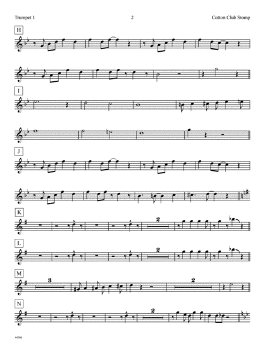 Cotton Club Stomp: 1st B-flat Trumpet Jazz Ensemble scores gallery preview page 2