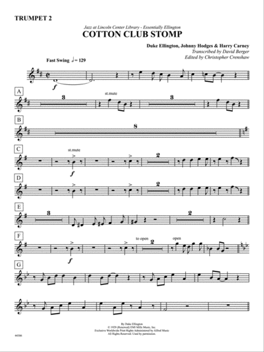 Cotton Club Stomp: 2nd B-flat Trumpet Jazz Ensemble scores gallery preview page 1