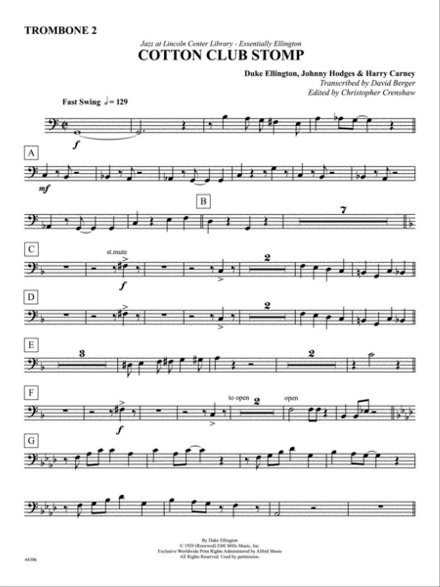 Cotton Club Stomp: 2nd Trombone Jazz Ensemble scores gallery preview page 1