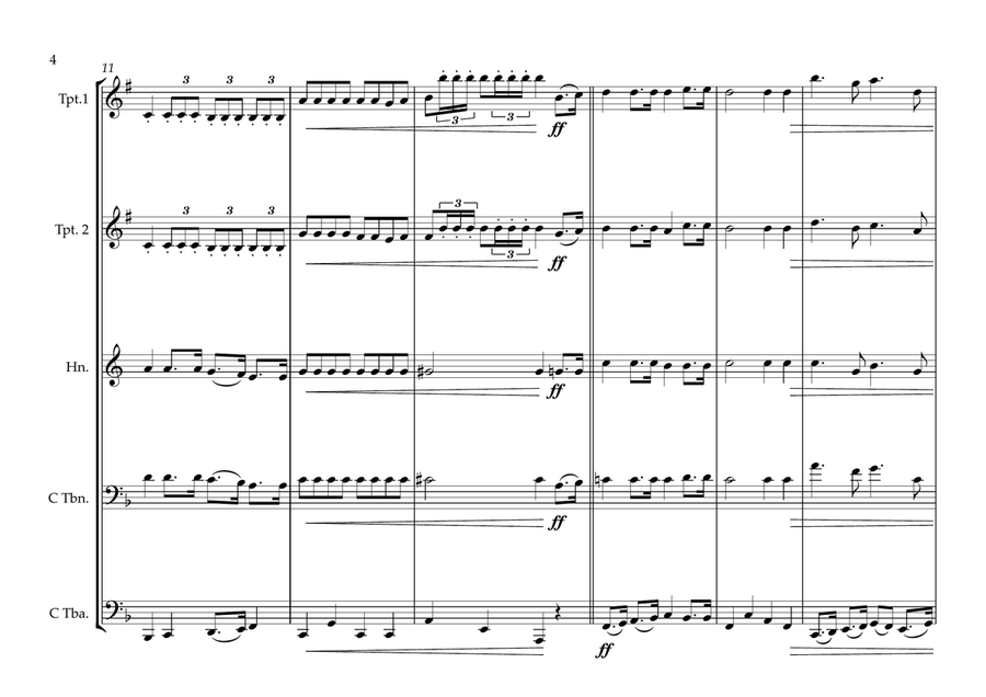 Guinea-Bissau National Anthem (È Pàtria Amada Our Beloved Fatherland) for Brass Quintet Brass Quintet scores gallery preview page 4