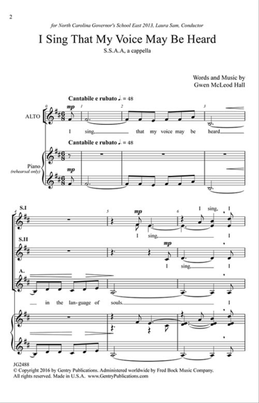 I Sing that My Voice May be Heard SSAA scores gallery preview page 2