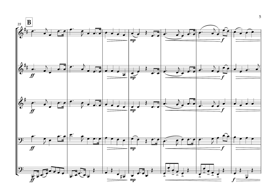 Honduran National Anthem (Himno Nacional de Honduras) for Brass Quintet Brass Quintet scores gallery preview page 5