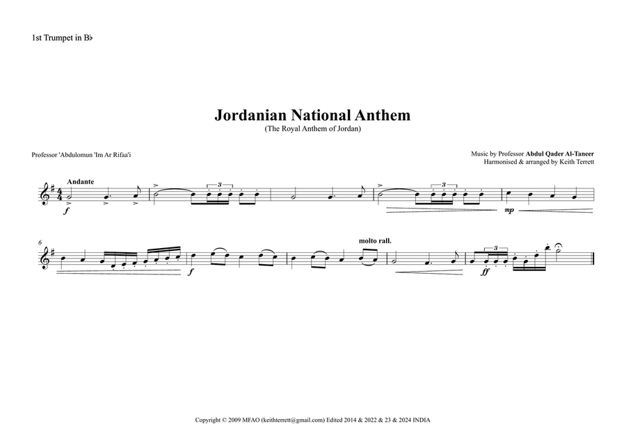 Jordanian National Anthem (As-Salam Al-Malaki Al-Urduni) for Brass Quintet Brass Quintet scores gallery preview page 4