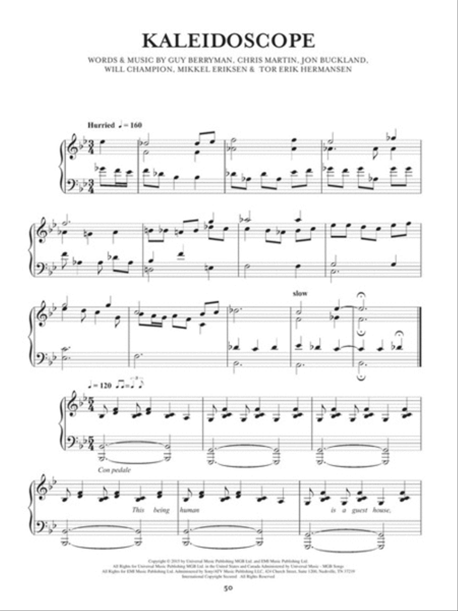 Coldplay – A Head Full of Dreams Piano, Vocal, Guitar scores gallery preview page 5