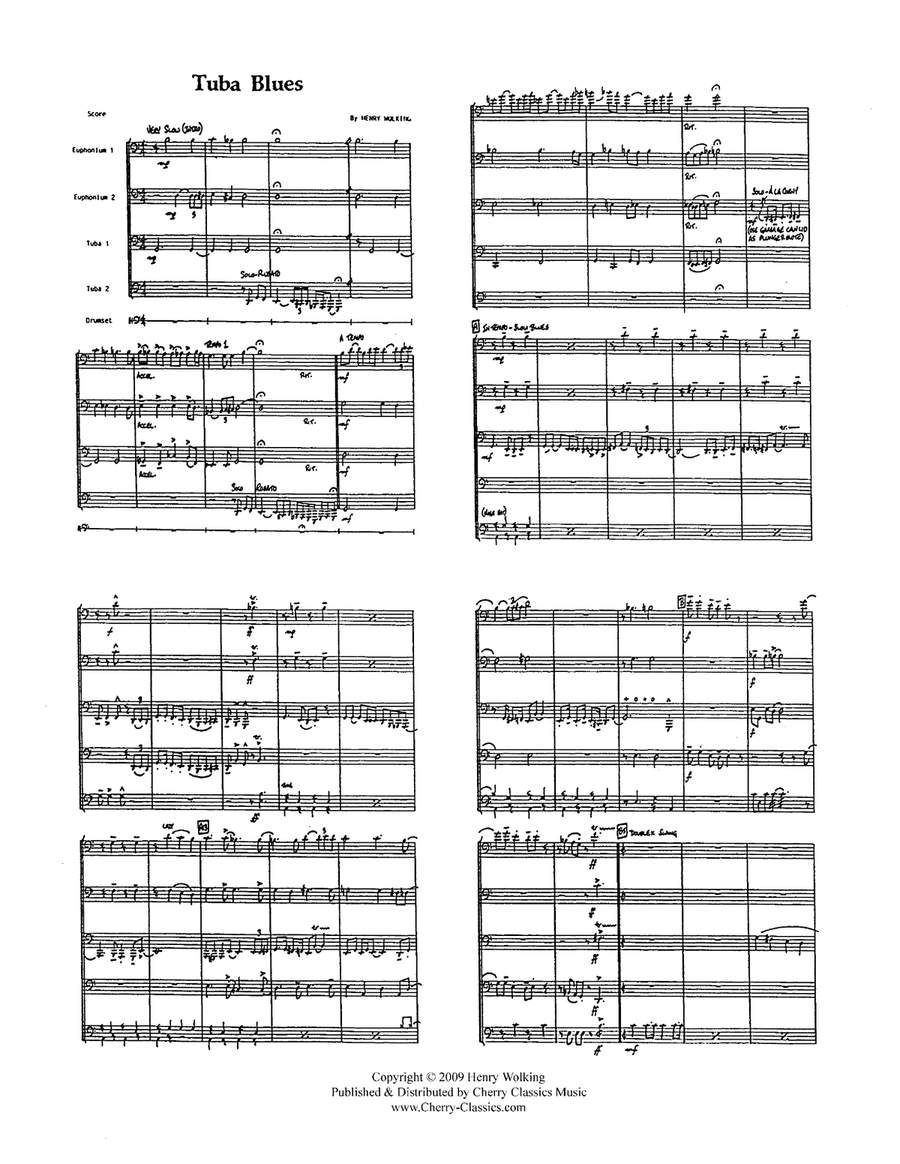 Tuba Blues for Trombone Quartet Trombone Quartet scores gallery preview page 2