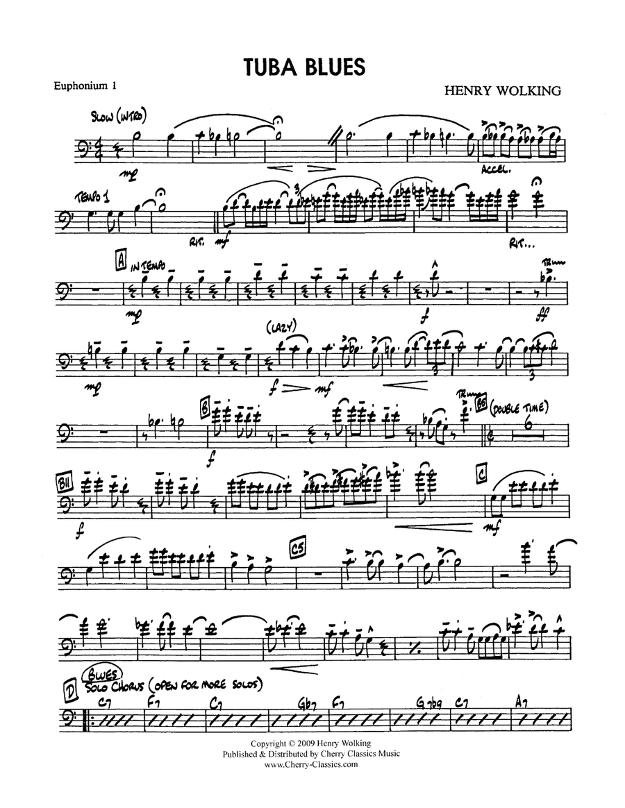Tuba Blues for Trombone Quartet Trombone Quartet scores gallery preview page 3