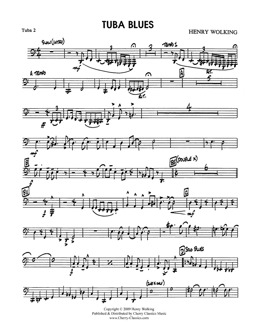 Tuba Blues for Trombone Quartet Trombone Quartet scores gallery preview page 4