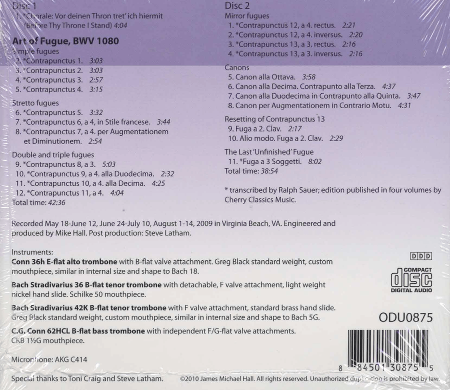 Art of Fugue BWV 1080 Audio - CD (2) CD scores gallery preview page 2