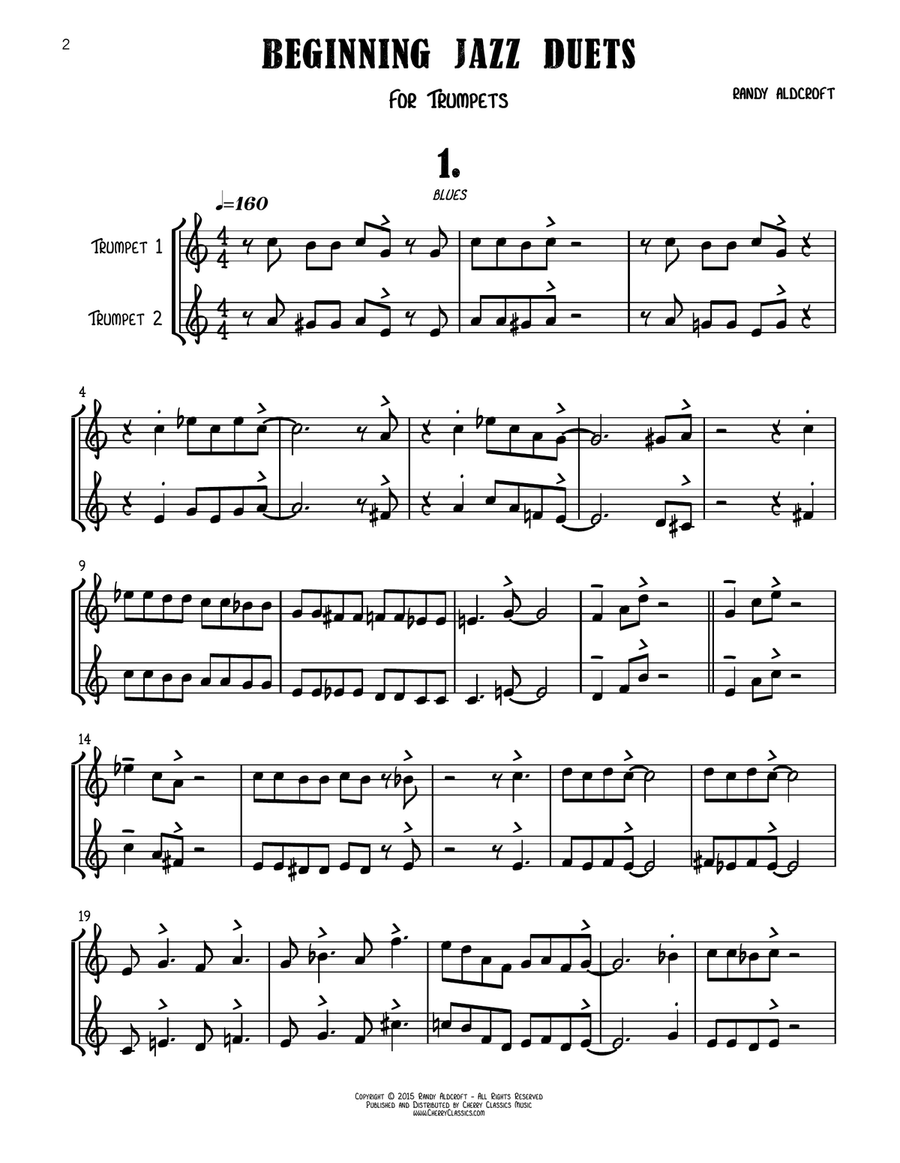Twelve Beginning Jazz Duets for Trumpets Trumpet Duet scores gallery preview page 2