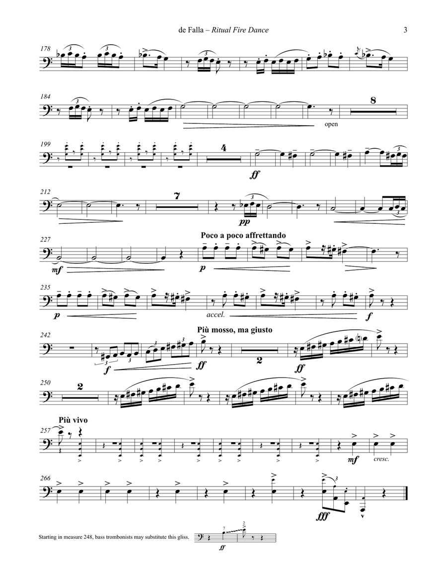 Ritual Fire Dance for Tuba or Bass Trombone & Piano Trombone scores gallery preview page 3