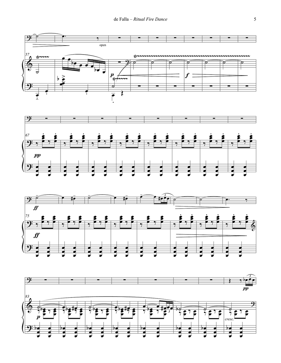 Ritual Fire Dance for Tuba or Bass Trombone & Piano Trombone scores gallery preview page 5