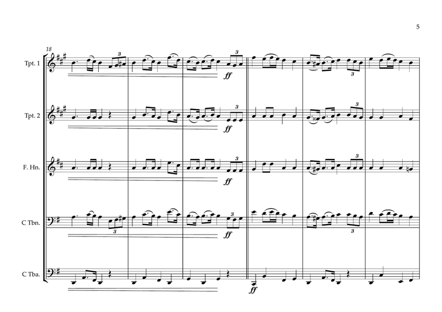 Ivorian (Côte d'Ivoire) National Anthem (Song of Abidjan L' Abidjanaise) for Classical Brass Quintet Brass Quintet scores gallery preview page 5