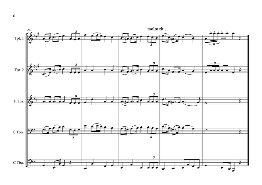 Ivorian (Côte d'Ivoire) National Anthem (Song of Abidjan L' Abidjanaise) for Classical Brass Quintet Brass Quintet scores gallery preview page 6