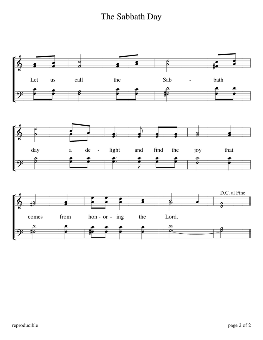 The Sabbath Day (Sabbath Celebration) Baritone Horn TC scores gallery preview page 2