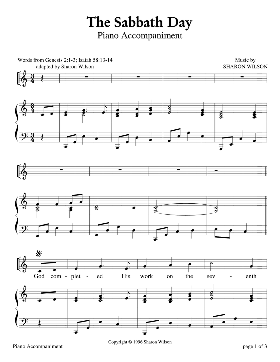 The Sabbath Day (Sabbath Celebration) Baritone Horn TC scores gallery preview page 3