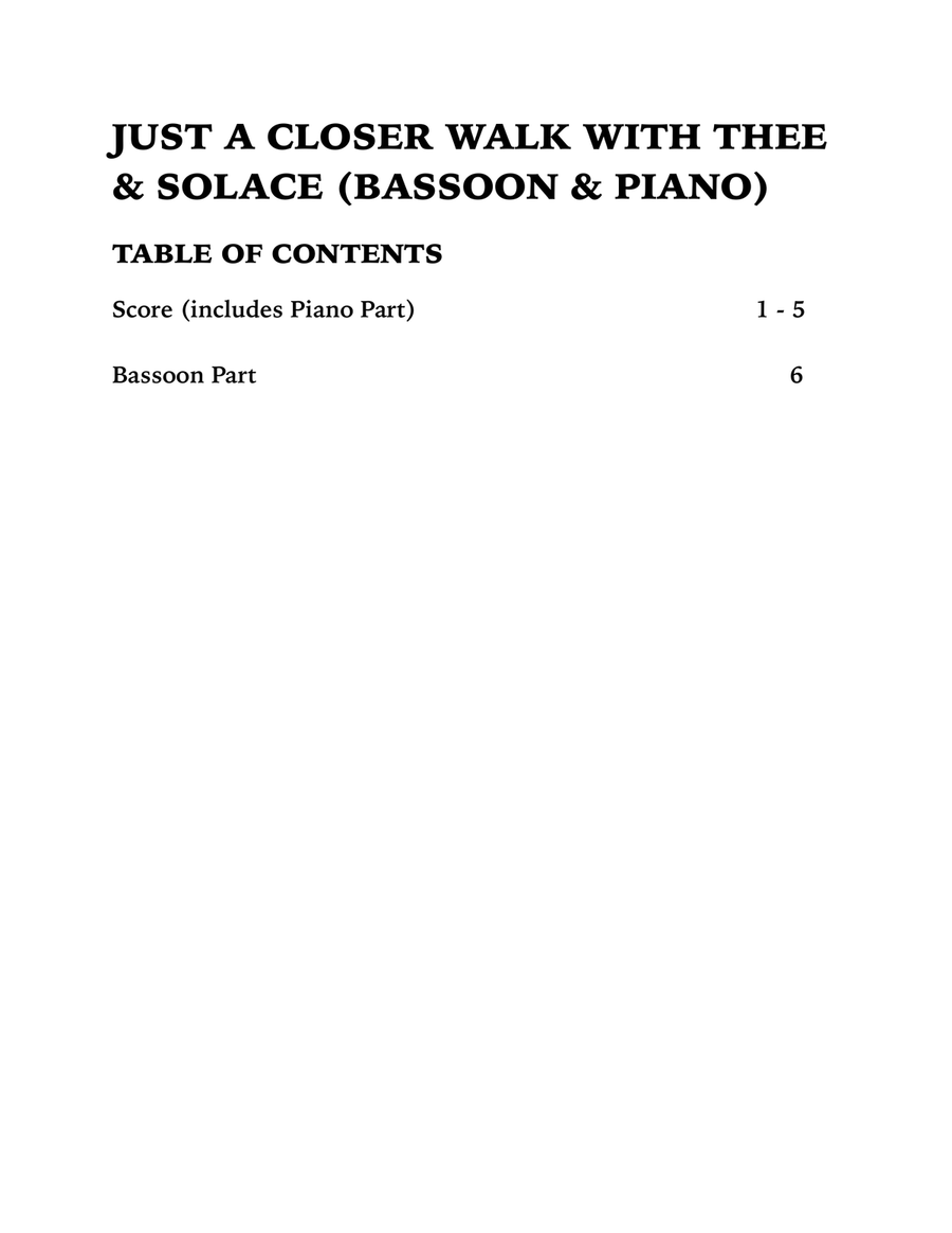 Just a Closer Walk with Thee / Solace (Bassoon and Piano) Bassoon Solo scores gallery preview page 4
