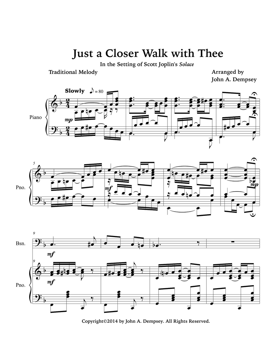 Just a Closer Walk with Thee / Solace (Bassoon and Piano) Bassoon Solo scores gallery preview page 5