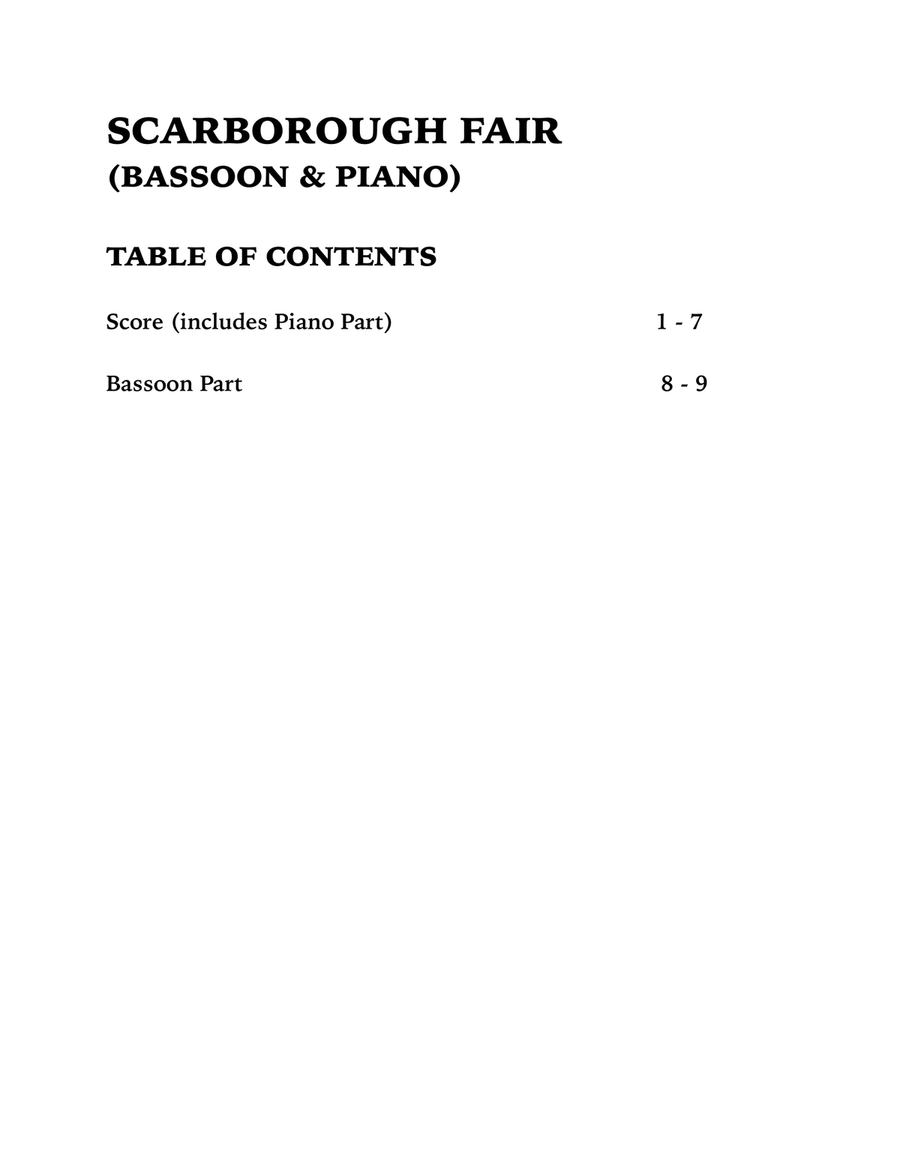 Scarborough Fair (Bassoon and Piano) Bassoon Solo scores gallery preview page 4