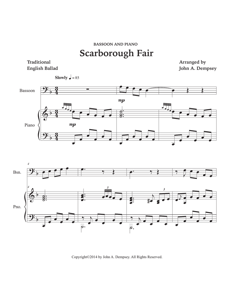 Scarborough Fair (Bassoon and Piano) Bassoon Solo scores gallery preview page 5