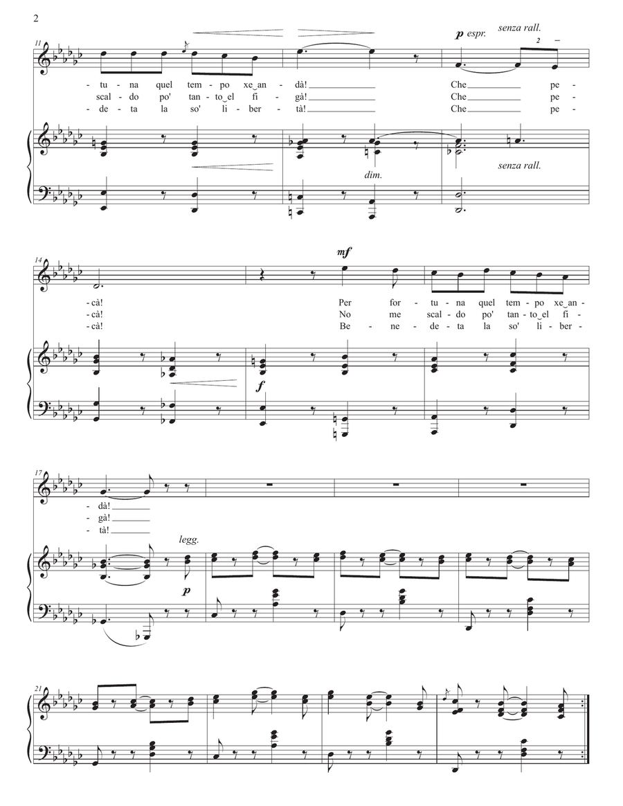 HAHN: Che pecà (transposed to G-flat major) Piano, Vocal scores gallery preview page 3