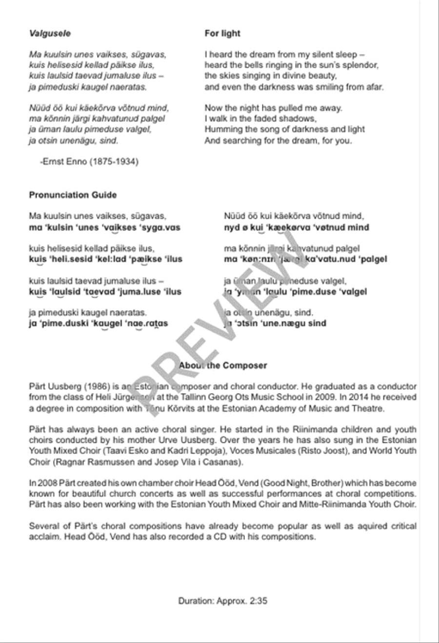 Valgusele Valgusele 4-Part scores gallery preview page 3
