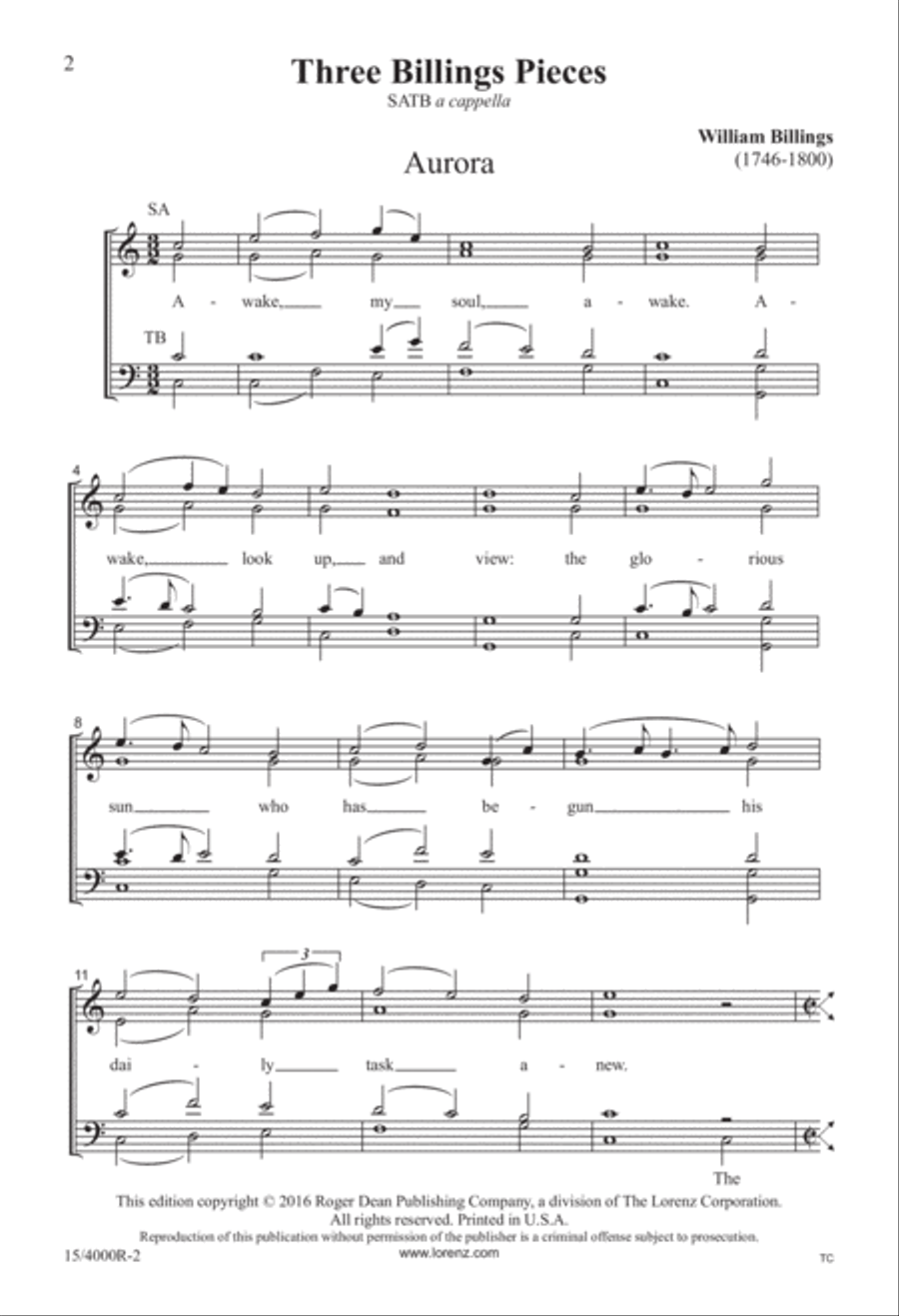 Three Billings Pieces Three Billings Pieces 4-Part scores gallery preview page 2