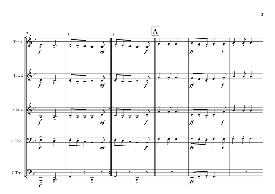 Kuwaiti National Anthem for Brass Quintet (Long & Short version) Brass Quintet scores gallery preview page 3