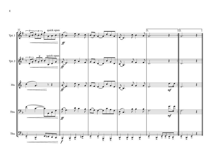 Mozambique National Anthem for Brass quintet Brass Quintet scores gallery preview page 4