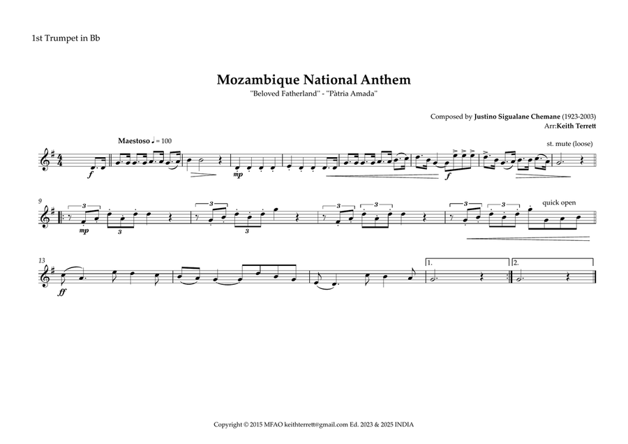 Mozambique National Anthem for Brass quintet Brass Quintet scores gallery preview page 5