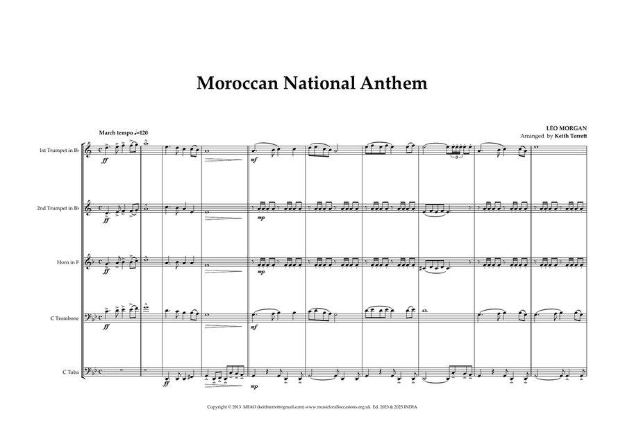 Moroccan National Anthem for Brass Quintet Brass Quintet scores gallery preview page 2